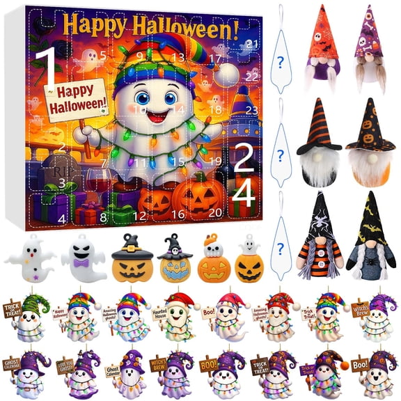 Halloween 2D/3D Print AI Hanging Ornaments Print Countdown 3D Hanging Ornament Set Tree Hanging Ornaments With 2D/3D Random Dolls The Count Countdown for Kids Girls Sand Timers for Adults Desk Heater