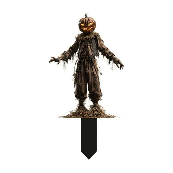 Halloween 2D Home Yard Stake, 7.8" Acrylic Pumpkin Head Scarecrow Stake, Halloween Garden Stakes, Pumpkin Scarecrow Stake Outdoor Decoration Garden Lawn Driveway Yard Sign