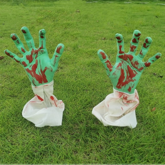 Halloween 2Packs Zombies' Green Blood Hands, Halloween Decorations, Halloween Horrible Outdoor Decorations, Halloween Garden Stakes, Horror Scary Decorations