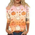 thumbnail image 1 of Halloween 3/4 Sleeve Shirts Ladies' Halloween Top Halloween Shirts for Women Halloween Clothing Cute Halloween Ghost Shirt Halloween Tee Fall Shirts Plus Size Tops Crew Neck T Shirts, 1 of 4