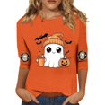 thumbnail image 1 of Halloween 3/4 Sleeve Tops for Women Cute Ghost Graphic Tees Fall Crew Neck Loose Spooky Pullover, 1 of 6