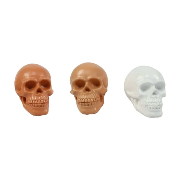 Halloween 3 Pieces Multi Colors Skull Terra-Cotta Decoration, Way to Celebrate, 4.5in Height