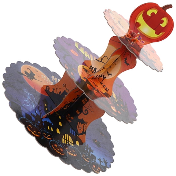 Halloween 3-Tier Paper Dessert Tower With Glowing For Party Snacks & Home Decor