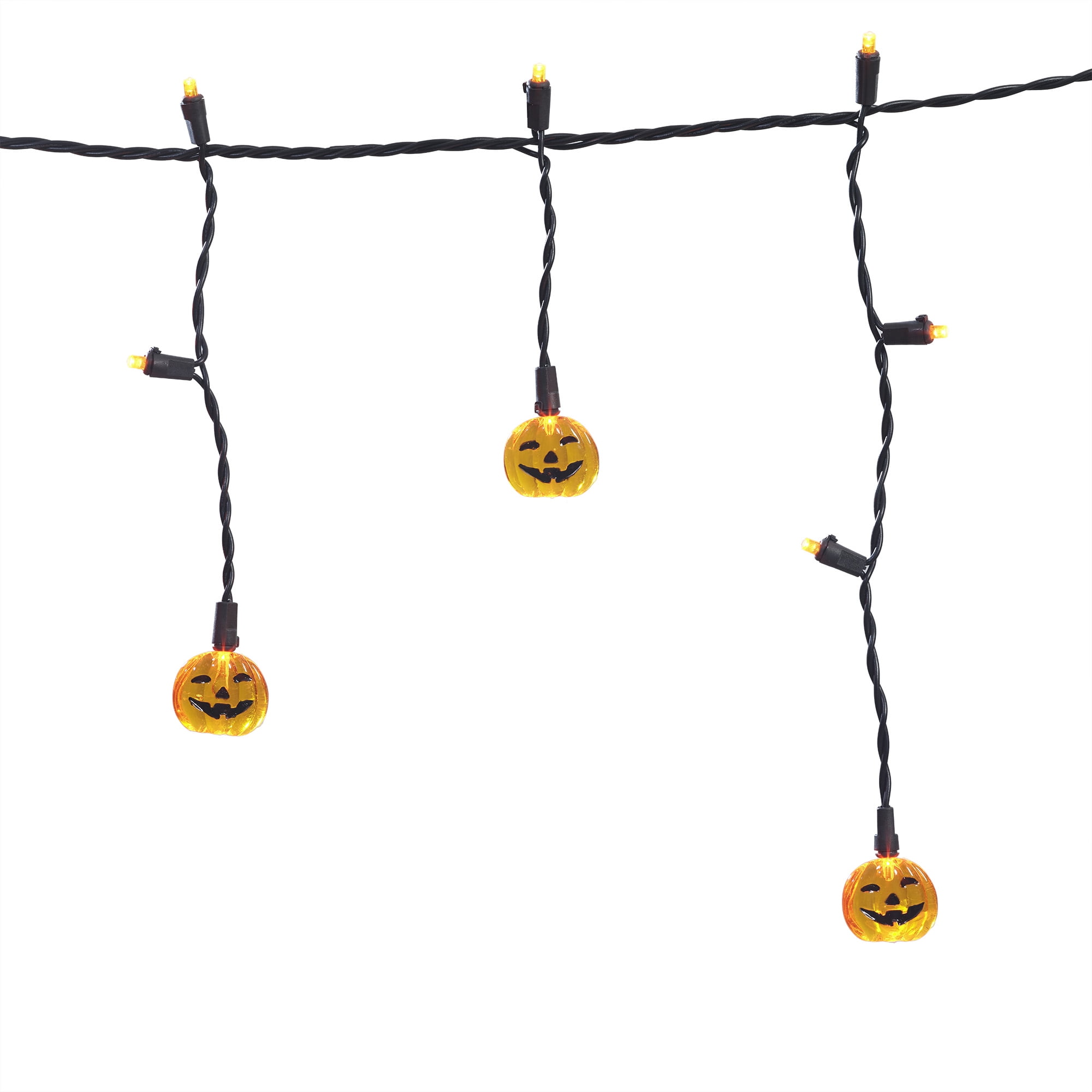 Halloween 30Count Indoor Outdoor Orange Pumpkin LED Icicle Lights, Way to Celebrate