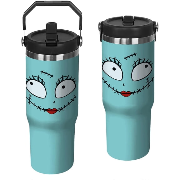 Halloween 30 Oz Tumbler with Handle and Straw, Cartoon Double Wall Coffee Travel Mug, Fall Reusable Insulated Water Bottle 30 Oz, Stainless Steel Cup with Handle and Straw Gifts for Halloween