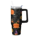 thumbnail image 1 of Halloween 30oz Insulated Travel Mug with Handle and Straw Lid – Spooky Pumpkin Coffee Cup – Perfect Gift Idea, 1 of 5