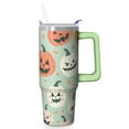 thumbnail image 1 of Halloween 30oz Insulated Tumbler with Handle and Straw Lid – Leak Proof Coffee Travel Mug – Spooky Pumpkin Cup, 1 of 5