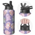 thumbnail image 1 of Halloween 32 OZ Water Bottle With Straws Double Walled Vacuum Insulated Sports Bottle Witch Ghost Travel Thermal Cup Leak Proof Stainless Steel Tumbler Spooky Halloween Decor Gift, 1 of 4