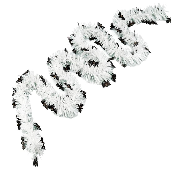 Halloween Tinsel Garland with Pumpkin Spider Bat Cutouts, Flexible Bendable Ribbon Strand for Stair Railing Mantel Door Frame Indoor Outdoor Holiday Party Trim Decor