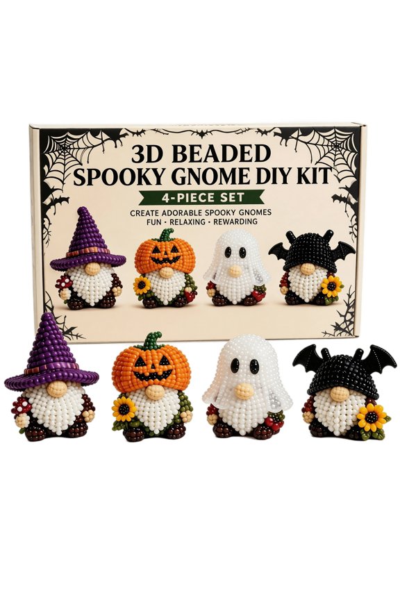 Halloween 3D Beaded Art Kits Diy Bead Embroidery Kit for Bracelets, Keychains and Bag Charms, Halloween Craft Activity for Adults 01-A
