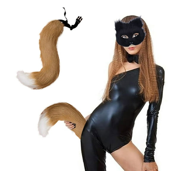 Halloween 3D Cute Animal Tail Pendant Women Holder Pompoms Tail Fashionable Hairy Tail 50cm Plush Tail