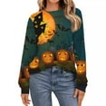 thumbnail image 1 of Halloween 3D Digital Printed Loose Pumpkin Party Sweatshirt Women's Clothing, 1 of 5