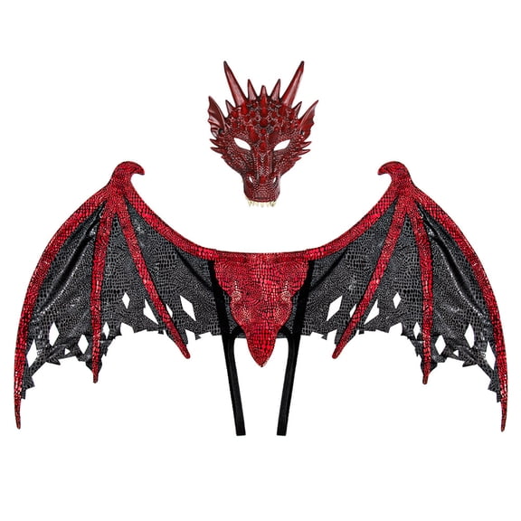 Halloween 3D Dragon Mask Wings Set,2Pcs Dragon Mask Wings Party Accessories,Dragons Cosplay Props