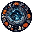 thumbnail image 1 of Halloween 3D Effect Optical Illusion Spooky Round Rug | Personalized Halloween Round Mat Rug, Non-Slip Backing, 3D Skeleton, Spider, Pumpkin, Ghost Indoor Carpet Decor G, 1 of 7