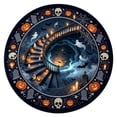 thumbnail image 1 of Halloween 3D Effect Optical Illusion Spooky Round Rug | Personalized Halloween Round Mat Rug, Non-Slip Backing, 3D Skeleton, Spider, Pumpkin, Ghost Indoor Carpet Decor F, 1 of 7