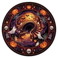 thumbnail image 1 of Halloween 3D Effect Optical Illusion Spooky Round Rug | Personalized Halloween Round Mat Rug, Non-Slip Backing, 3D Skeleton, Spider, Pumpkin, Ghost Indoor Carpet Decor C, 1 of 7