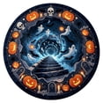 thumbnail image 1 of Halloween 3D Effect Optical Illusion Spooky Round Rug | Personalized Halloween Round Mat Rug, Non-Slip Backing, 3D Skeleton, Spider, Pumpkin, Ghost Indoor Carpet Decor E, 1 of 7