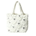 thumbnail image 1 of Halloween 3D Embossed Tote Bag, Cute Soft Fuzzy Ghost Reusable Handbag for Daily Use Work Shopping, 1 of 6