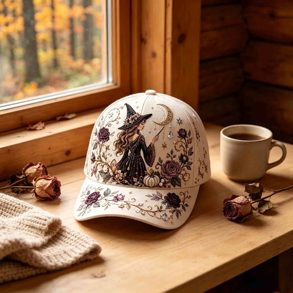 Halloween 3D Embroidered Baseball Cap, Breathable-Washed Adjustable Hat, with Witch, Ghost, Crow, Black Cat, Pumpkin & Bat Design, Suitable for Halloween Parties and Daily Styling