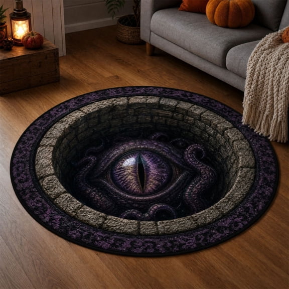 Halloween 3D Illusion Doormat, Gothic Ghost Skull Floor Mat, 3D Effect Crystal Velvet Entrance Rug, Indoor Outdoor Holiday Decor for Front Door Porch Entryway Home Party, 24 x 24 in