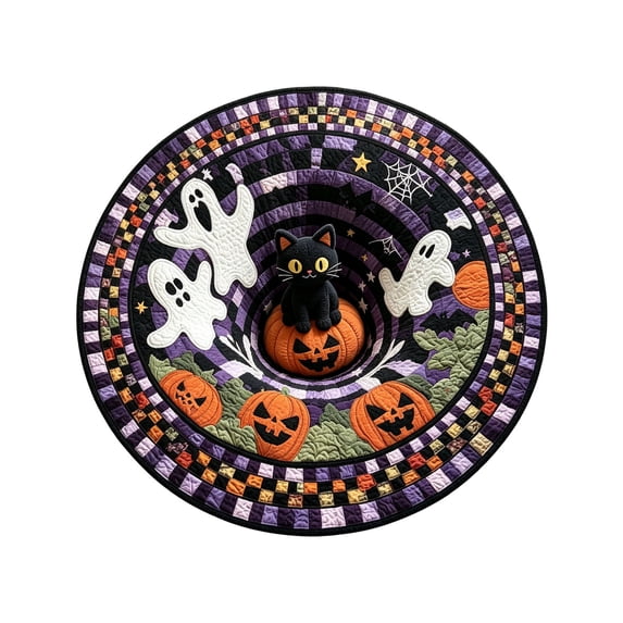 Halloween 3D Illusion Round Rug, Spiral Optical Doormat â 15.75" Soft Velvet Non- Floor Mat for Entryway, Porch & Home Decor