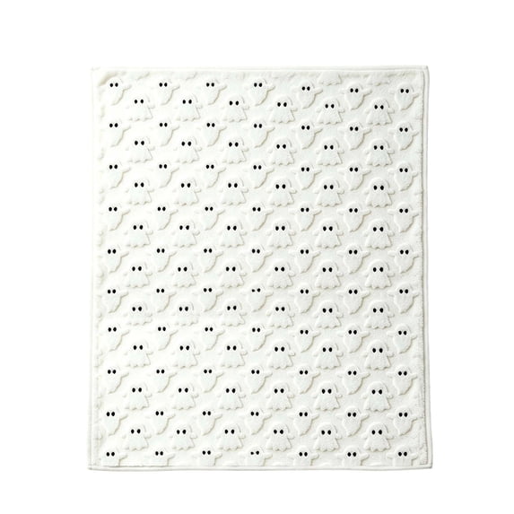 Halloween 3D Jacquard Blanket White Ghost Throw Blanket Cute Spooky Holiday Plush Blankets for Halloween Home Bed Sofa Couch Chair - 40 x 60 Inch