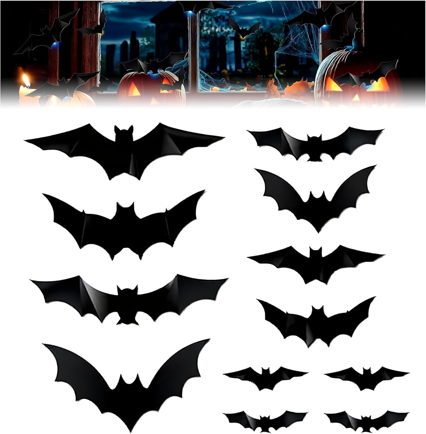 Halloween 3D Lighted Bats, 2026 New 3D Bat Design LED Decoration, LED ...