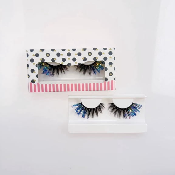 3D Faux Lashes with Color Tips, Halloween Dramatic Fluffy Strip Lashes for Cosplay