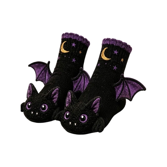 Halloween 3D Novelty Socks - 3D Knit Creature Funny Crazy Socks for Women & Men Bat