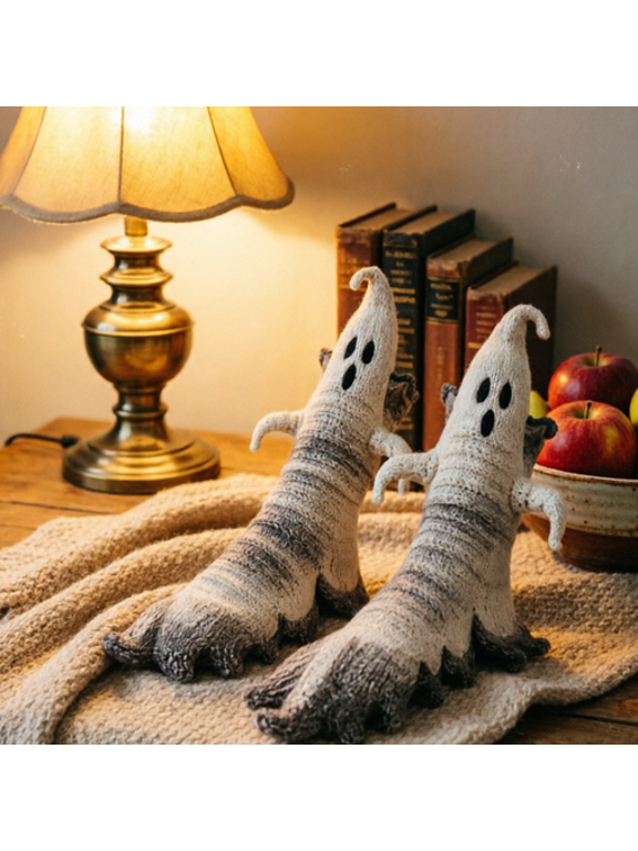 Halloween 3D Novelty Socks, Funny 3D Figure Knit Socks, Stretch Footwear, Costume Family Matching Socks (Ghost,1Pair)