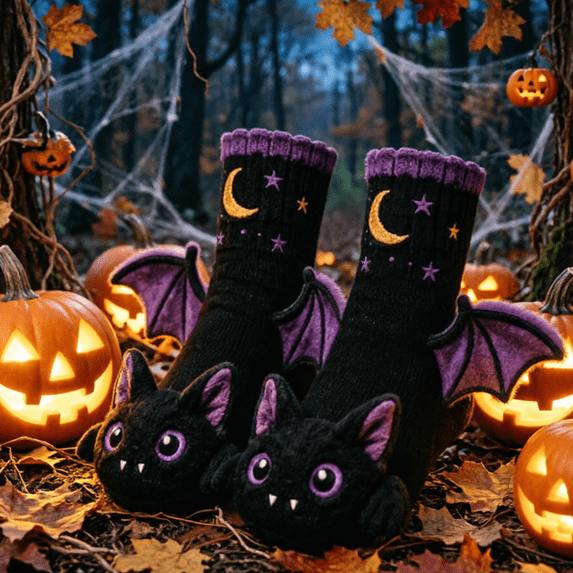 Halloween 3D Novelty Socks, Halloween Themed 3D LegwearSocks ,Funny 3D Figure Knit Socks, Stretch Footwear, Costume Family Matching Socks,Home Wear and Holiday Presents
