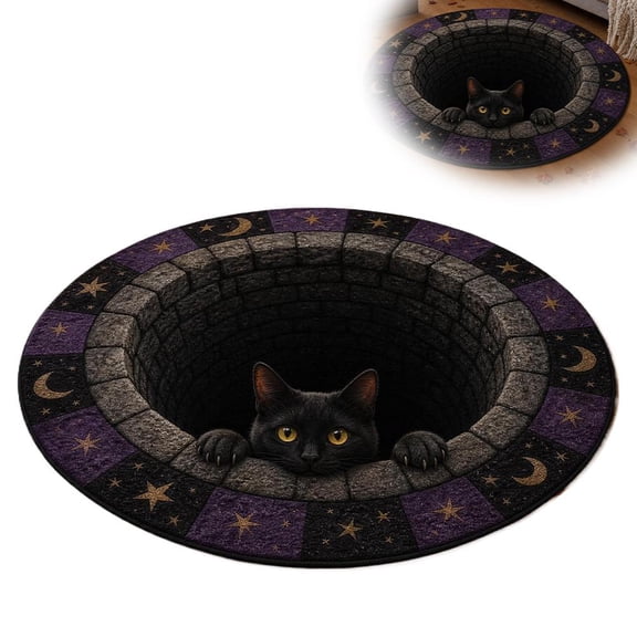 Halloween 3D Optical Illusion Round Rug, 60cm Spooky Ghost Vortex Carpet for Bedroom and Living Room