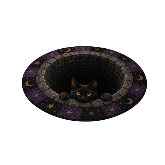 Halloween 3D Optical Illusion Round Rug, Velvet Vortex Ghost Circular Floor Mat, Non Soft Indoor Seasonal Carpet For Bedroom, Living Room & Bathroom Decorï¼50*50cm)