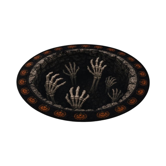 Halloween 3D Optical Illusion Round Rug, Velvet Vortex Ghost Circular Floor Mat, Non Soft Indoor Seasonal Carpet For Bedroom, Living Room & Bathroom Decorï¼50*50cm)