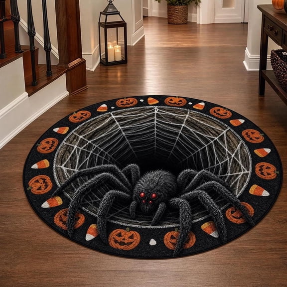 Halloween 3D Optical Illusion Round Rug, Soft Wear Resistant Floor Mat, Spooky Ghost Vortex Decor Carpet for Bedroom Living Room Halloween Home Party Decor