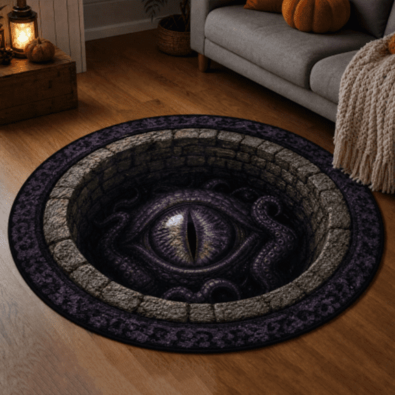 Halloween 3D Optical Illusion Round Rug, Soft Wear Resistant Floor Mat, Spooky Ghost Vortex Decor Carpet for Bedroom Living Room