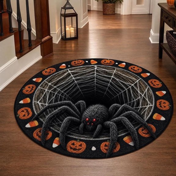 Halloween 3D Optical Illusion Round Rug, Soft Wear Resistant Floor Mat, Spooky Ghost Vortex Decor Carpet for Bedroom Living Room