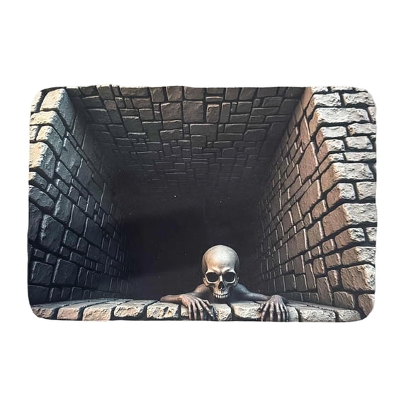 Halloween 3D Optical Illusion Skeleton Rug, 19.6 x 31.5 Inch Non‑Slip Gothic Entryway Floor Mat, Spooky Indoor Halloween Party Home Decor