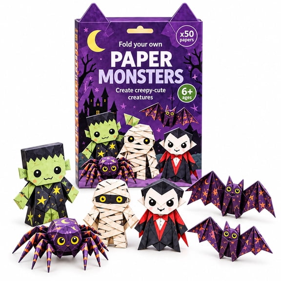 Halloween 3D Paper Craft Kit,DIY Halloween Crafts for Adults, Folding Paper Activity Kit for Party, Classroom, Home Decor