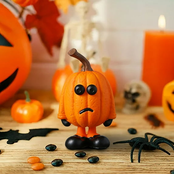 Halloween 3D Pumpkin Figurines Decorations Miniature Resin Pumpkin Statue with Lively and Funny Expressions Fall Table Decor Pumpkins Figurines for Halloween Home Desk Shelf Party Centerpieces Decor