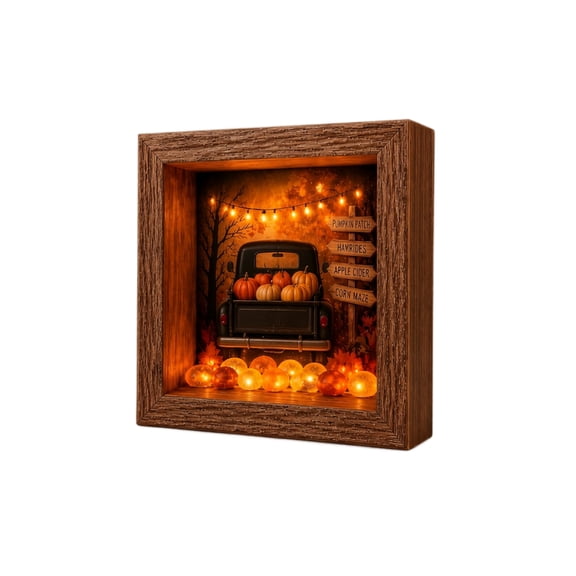 Halloween 3D Shadow Box DIY Craft Set, Skeleton Tombstone Pumpkin LED Light Frame Craft Kit, Farmhouse Indoor Mantel Decor Supply,B