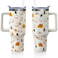 thumbnail image 1 of Halloween 40 oz Tumbler with Lid Handle and Straw Ghost Pumpkin Stainless Steel Double Walled Insulated Cup Halloween Travel Mug Water Bottle Gifts for Men and Women (1PC), 1 of 6