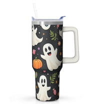 Halloween 40oz Pumpkin Gift Coffee Tumbler with Handle and Straw Lid – Leak Proof Insulated Travel Cup