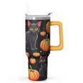 thumbnail image 1 of Halloween 40oz Pumpkin Tumbler with Handle and Straw Lid – Insulated Hot Cold Coffee Mug – Spooky Gift Cup, 1 of 5