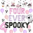 thumbnail image 1 of Halloween 4th Birthday Decorations Cute Pink Purple Theme Party Supplies Set, 1 of 7
