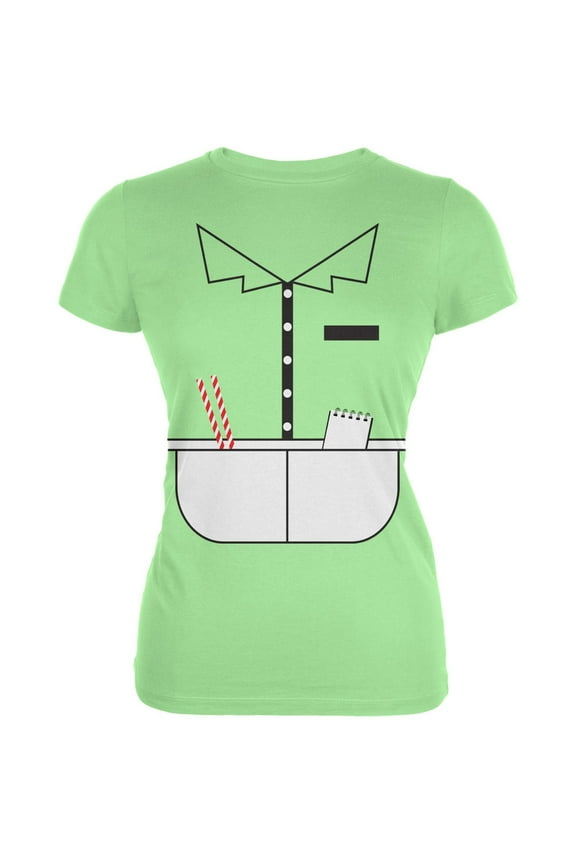 50's Diner Waitress Mint Juniors Soft T-Shirt