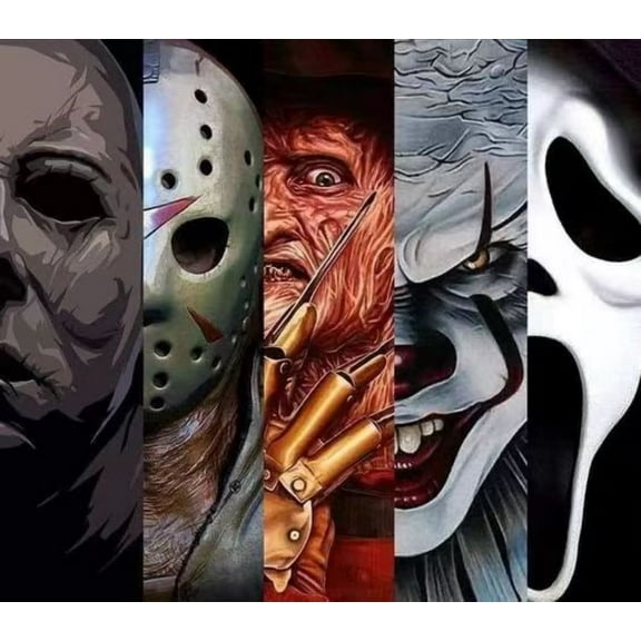 Halloween 5D Diamond Paint Kits for Adults Horror Film Diamond Paint Kit for Beginners Thriller Diamond Paint Ghost Full Drill Diamond Dots Painting Crafts for Decor 12x16 Inch