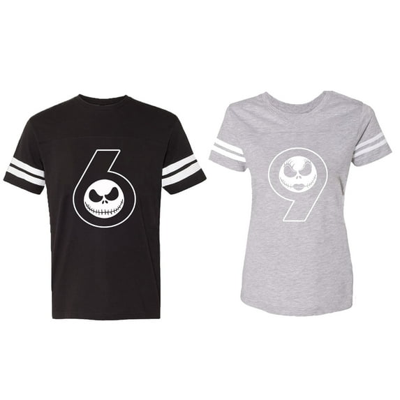 Halloween 69 Matching Couple Cotton Jerseys (Men Black / Women Heather) (Men XXL / Women XXL)