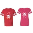 thumbnail image 1 of Halloween 69 Matching Couple Cotton Jerseys (Men Red / Women Pink) (Men S / Women XL), 1 of 3