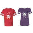 thumbnail image 1 of Halloween 69 Matching Couple Cotton Jerseys (Men Red / Women Purple) (Men XL / Women M), 1 of 3